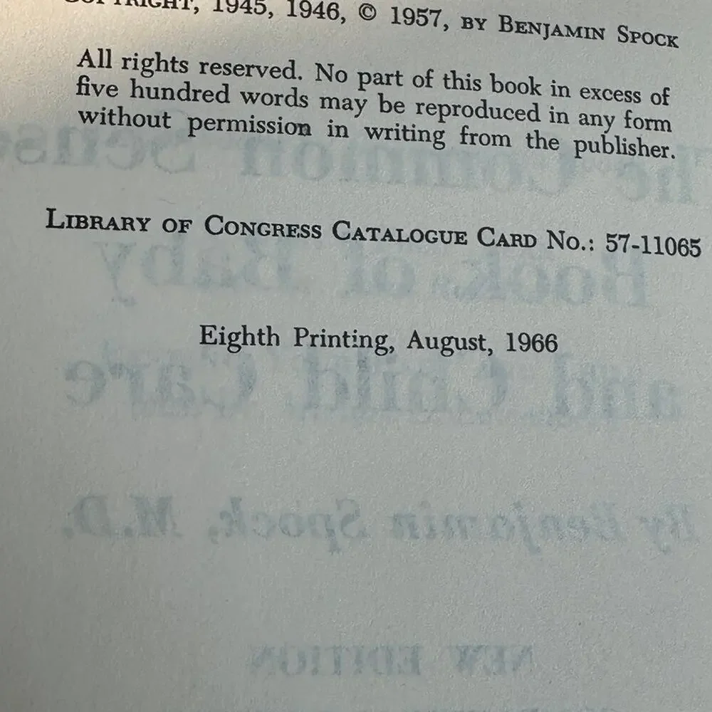 Dr Spock Baby and Child‎ Care book 1966 8th printing